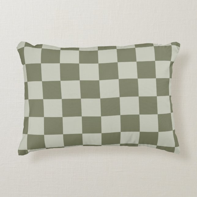 Sage Green Chequerboard Accent Pillow (Front)