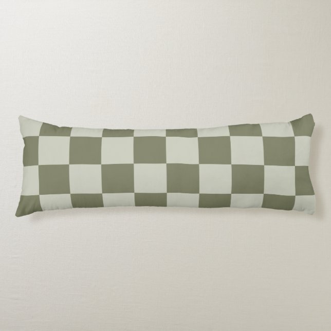 Sage Green Chequerboard Body Pillow (Front)