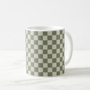 Sage Green Chequerboard Coffee Mug