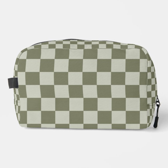 Sage Green Chequerboard Dopp Kit (Front)
