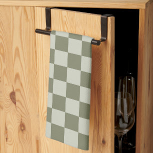 Sage Green Chequerboard Kitchen Towel