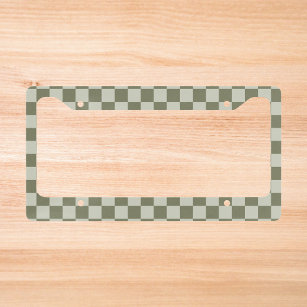 Sage Green Chequerboard License Plate Frame