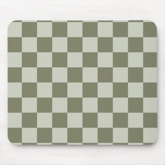 Sage Green Chequerboard Mouse Pad (Front)