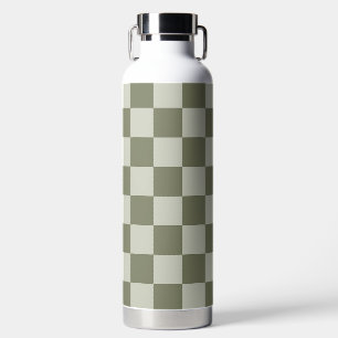 Sage Green Chequerboard Water Bottle