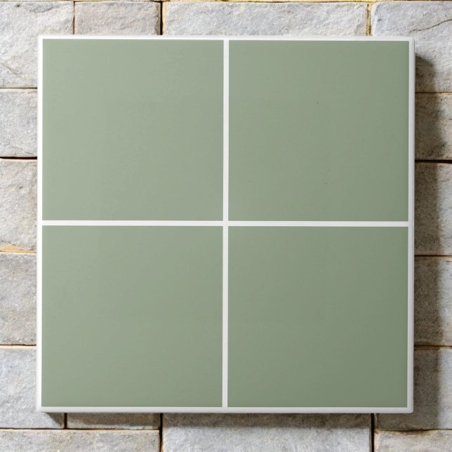 Sage Green Chequered Modern Monochrome Minimalist  Tile (Creator Uploaded)