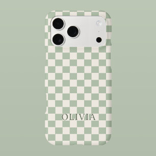Sage Green Chequered Personalized Name