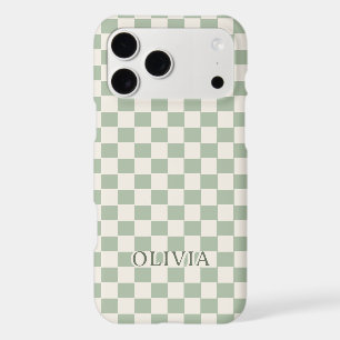 Sage Green Chequered Personalized Name