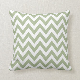 Sage Green Chevron Zigzag Pattern Throw Pillow
