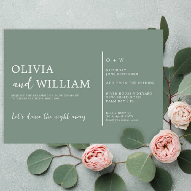 Sage Green Chic Minimal Faire-part de mariage (Créateur téléchargé)