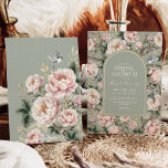 Sage Green Chinoiserie Garden Flower Bridal Shower Invitation<br><div class="desc">This chinoiserie-inspired design features elegant botanical florals,  birds and greenery in sage green and blush pink. Personalize the invite with your details and if you want to further re-arrange the style and placement of the text,  please press the "Click to customize further" button.</div>