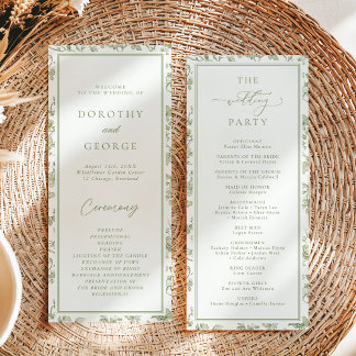 Sage Green Chinoiserie Wedding Program