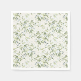 Sage Green Chintz Cocktail Napkins, English Floral Napkin