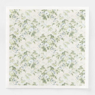Sage Green Chintz Dinner Napkins, Rose and Leaf Pr Napkin