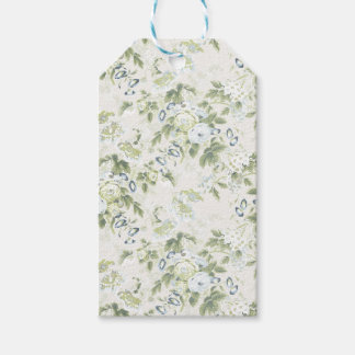 Sage Green Chintz Gift Tags, Small Scale Rose Prin Tags