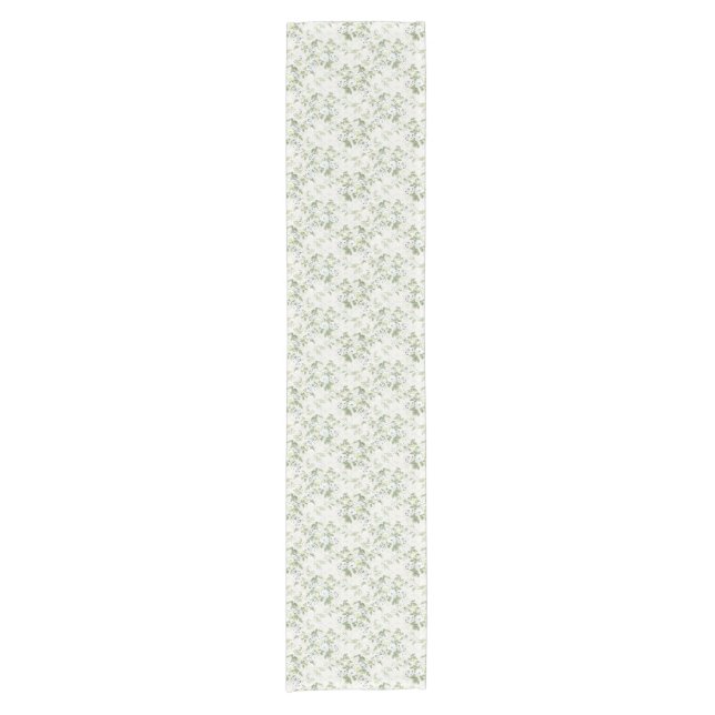 Sage Green Chintz Table Runner, English Garden Flo Short Table Runner (Front)