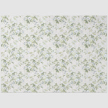 Sage Green Chintz Tissue Paper, Vintage Rose Flora