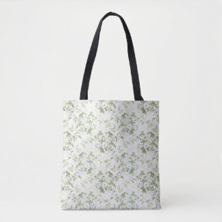 Sage Green Chintz Tote Bag, English Floral Print Bag