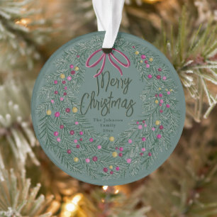 Sage Green Christmas Acrylic Ornament with Photo