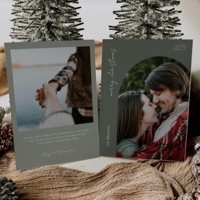 Sage Green Christmas Card with Photo (Creator Uploaded)