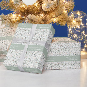 Sage green Christmas modern minimal botanical gift Wrapping Paper
