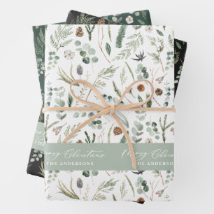 Sage green Christmas modern minimal botanical Wrapping Paper Sheet