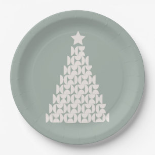 Sage Green Christmas Tree Paper Plate