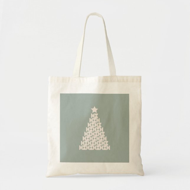 Sage Green Christmas Tree Tote Bag (Front)