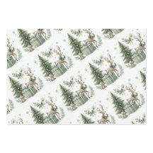Sage green christmas wrapping paper - set of 3