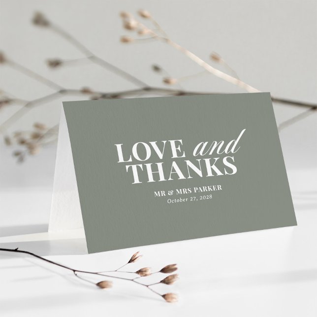 Sage Green | Classic and Luxe Wedding Thank You Card (Creator Uploaded)