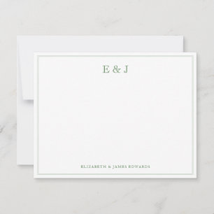 Sage Green Classic Elegant Vintage Couple Monogram Card