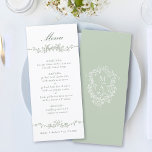 Sage Green Classic Floral Border Wedding Menu<br><div class="desc">Elegant sage green floral border wedding menu with a floral crest and monograms on the back.
For more advanced customization of this design,  please click the DESIGN TOOL BUTTON above!</div>