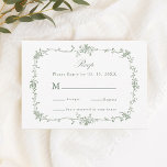 Sage Green Classic Floral Frame Wedding RSVP<br><div class="desc">Elegant victorian sage green floral wedding RSVP card. For more advanced customization of this design,  please click the DESIGN TOOL BUTTON above!  Matching items are also available.</div>