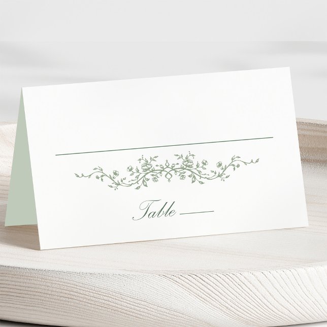 Sage Green Classic Floral Wedding Place Card (Creator Uploaded)