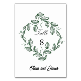 Sage Green Classic Floral Wedding Table Number