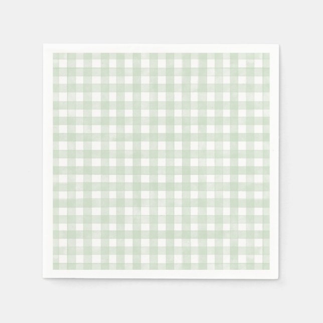 Sage Green Classic Gingham Napkin (Front)