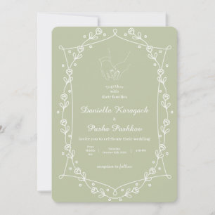 Sage Green Classic Minimal Floral Invitation