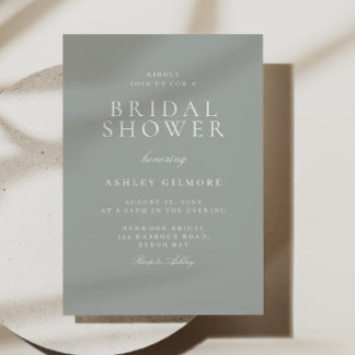 Sage Green Classic Minimal Modern Bridal Shower Invitation