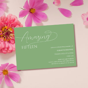 sage green classic minimal unique quinceañera invitation