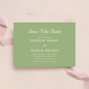 sage green classic minimalist wedding  save the date
