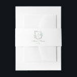 Sage Green Classic Monogram Crest Wedding Invitation Belly Band<br><div class="desc">Elegant sage green floral monogram crest wedding invitation belly band.</div>
