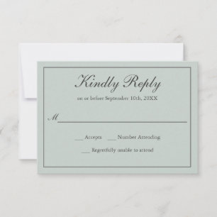 Sage Green Classic Simple Elégant Mariage RSVP