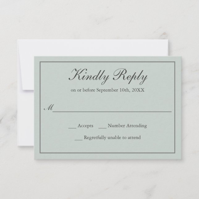 Sage Green Classic Simple Elégant Mariage RSVP (Devant)