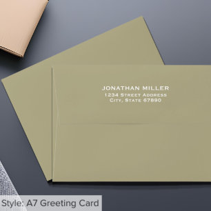 Sage Green Classic Type Back Flap Return Address Envelope