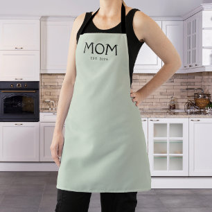 Sage Green Classic Typography Mom Established Apron