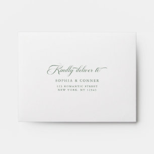 Sage Green Classy Wedding Pre-Printed Address RSVP Envelope