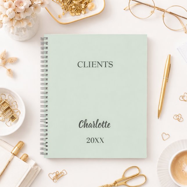 Sage green coach business clients notebook (Creator Uploaded)