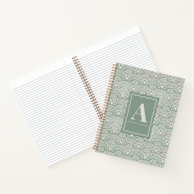 Sage Green Coastal Scalloped Personalized  Notebook (Inside)