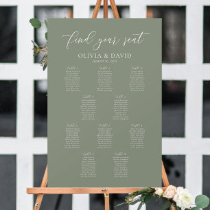 Sage Green Colour 10 Tables Welcome Seating Chart