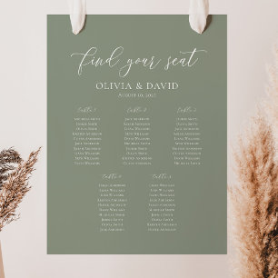 Sage Green Colour 5 Tables Welcome Seating Chart