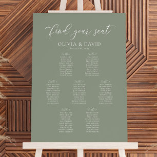 Sage Green Colour 7 Tables Welcome Seating Chart